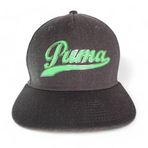 Puma Way 1 Script Dry Cell Snapback Logo Hat Grey / Green 053065 04 OSFM - Picture 1 of 7